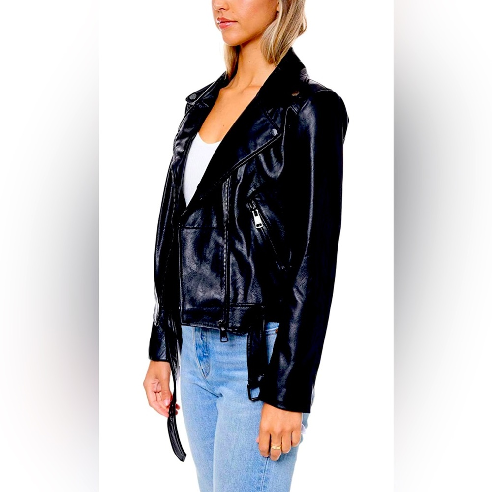 Vegan Black Leather Biker Jacket